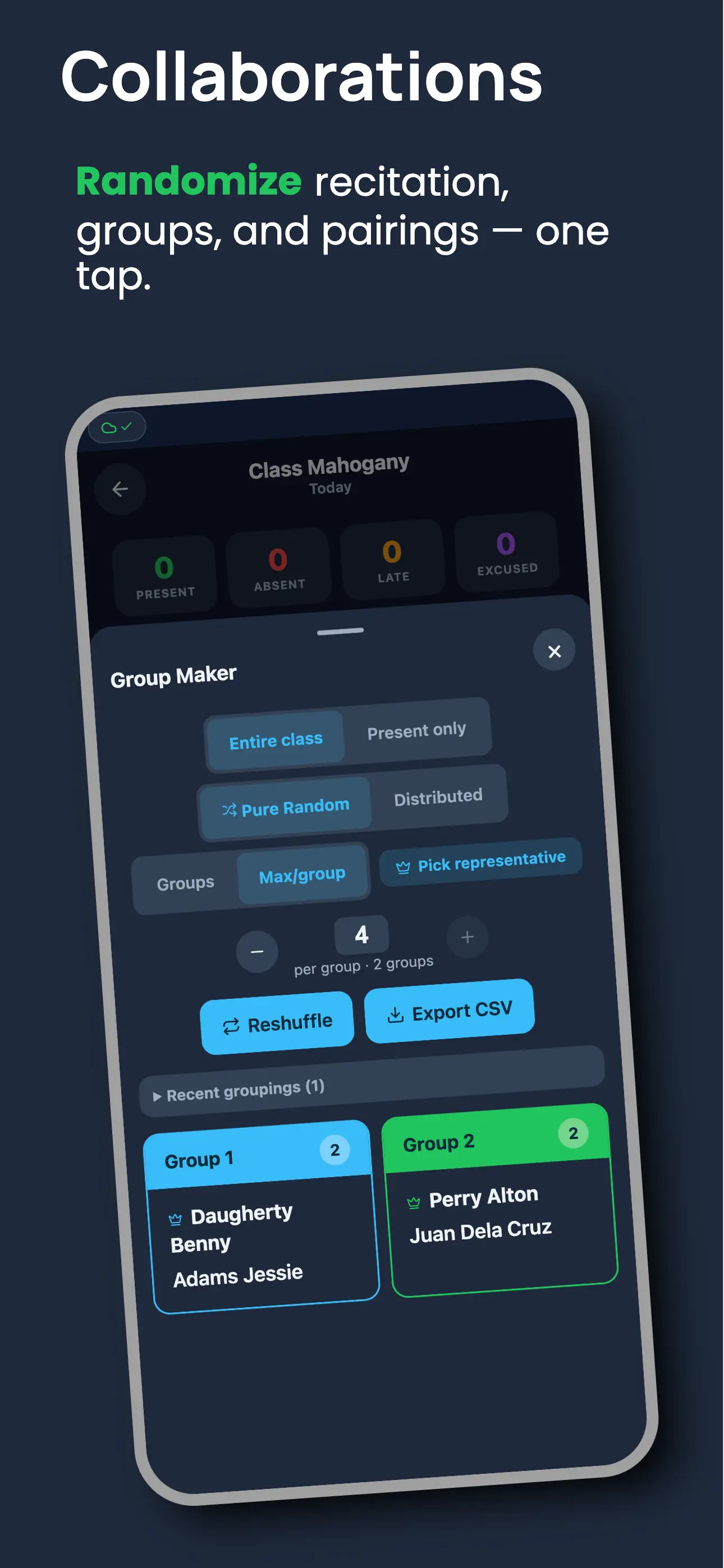MarkIT group maker randomly splitting a class into groups